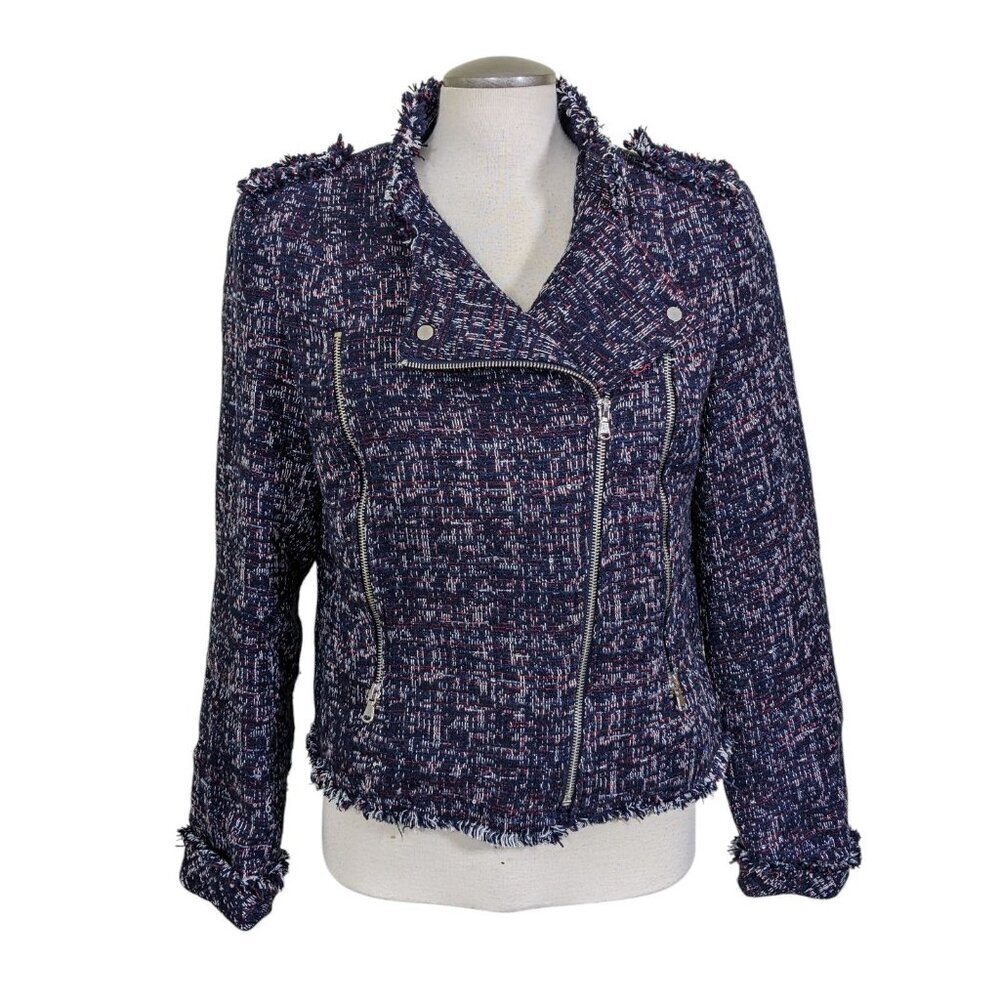 DEX The Suit Shop New York Womens L Tweed Textured Blazer Jacket Moto Classic